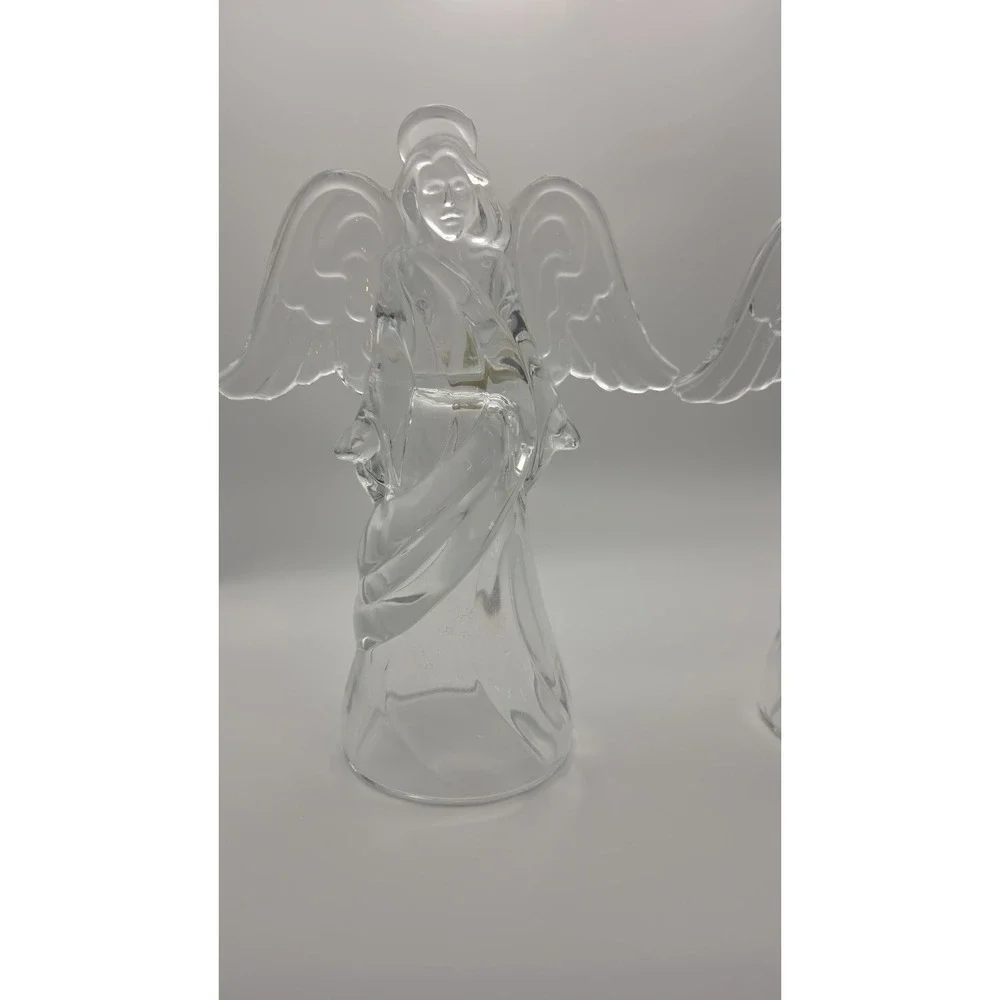 2 Princess House Lead Crystal Germany Angel Candle Holder Heavy 8' tall